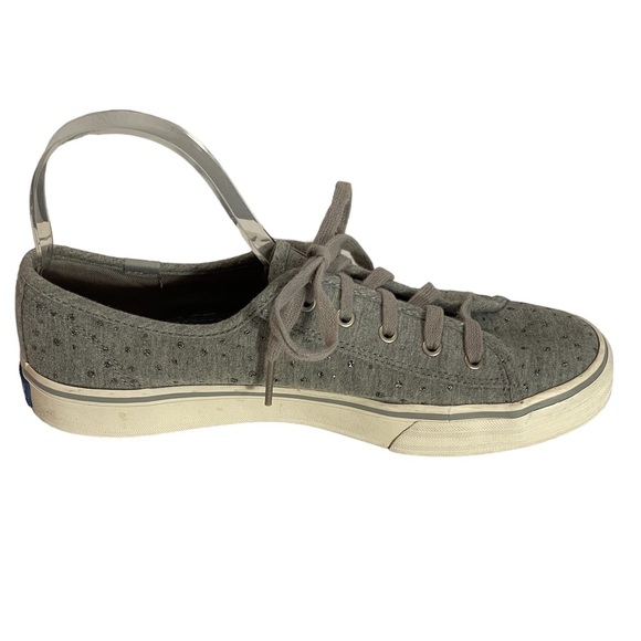 Keds Gray Canvas Silver Metallic Dots Lace Up Sneaker Shoes Sz 7.5 - Picture 6 of 11